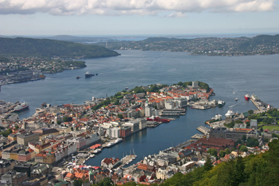 Bergen Havn set fra fjeldet